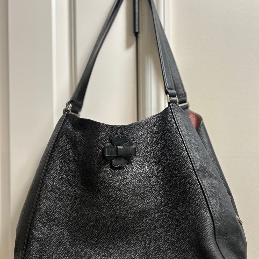 Kate Spade Black Structured Shoulder Bag with Metal Accents